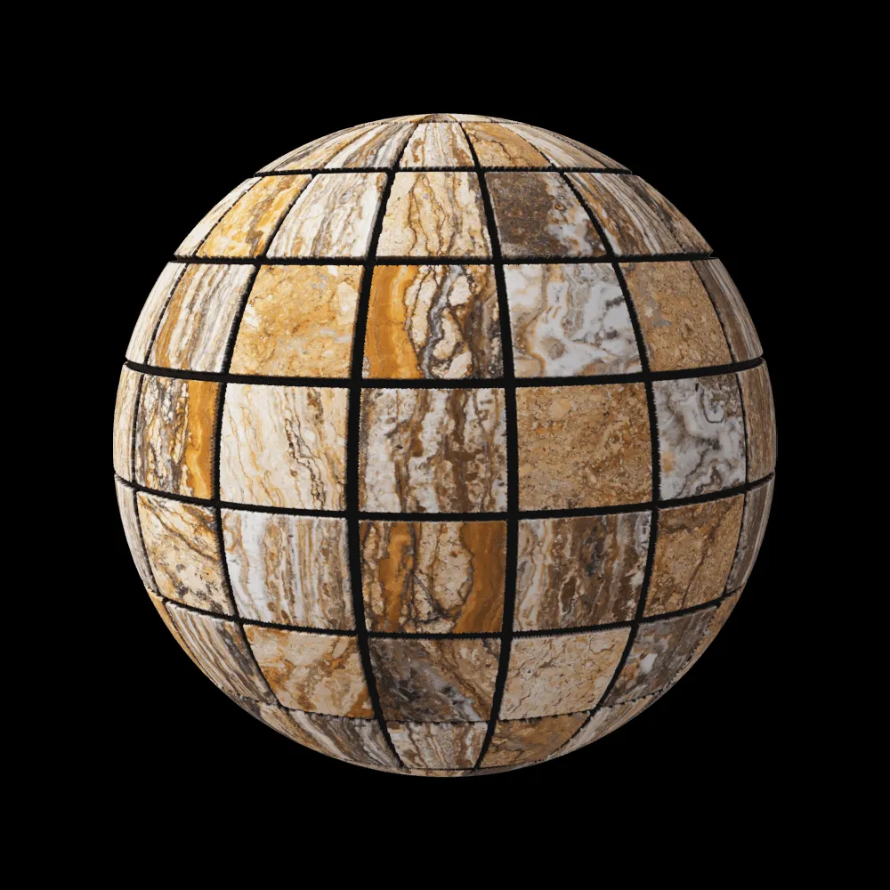 Nur Mosaic – Travertine Zebra mosaic tile 3ds Max