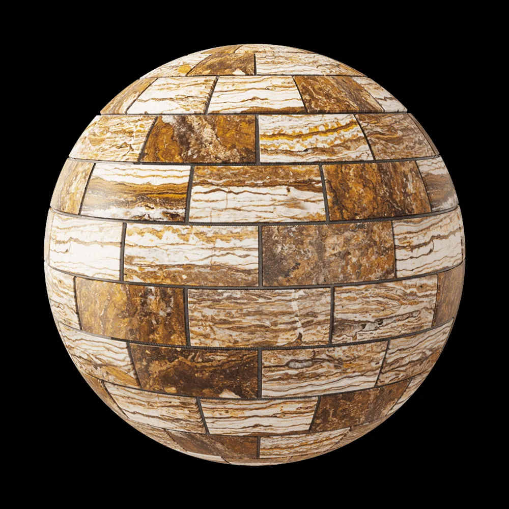 Nur Mosaic – Travertine zebra mosaic tile vein cut 3ds Max