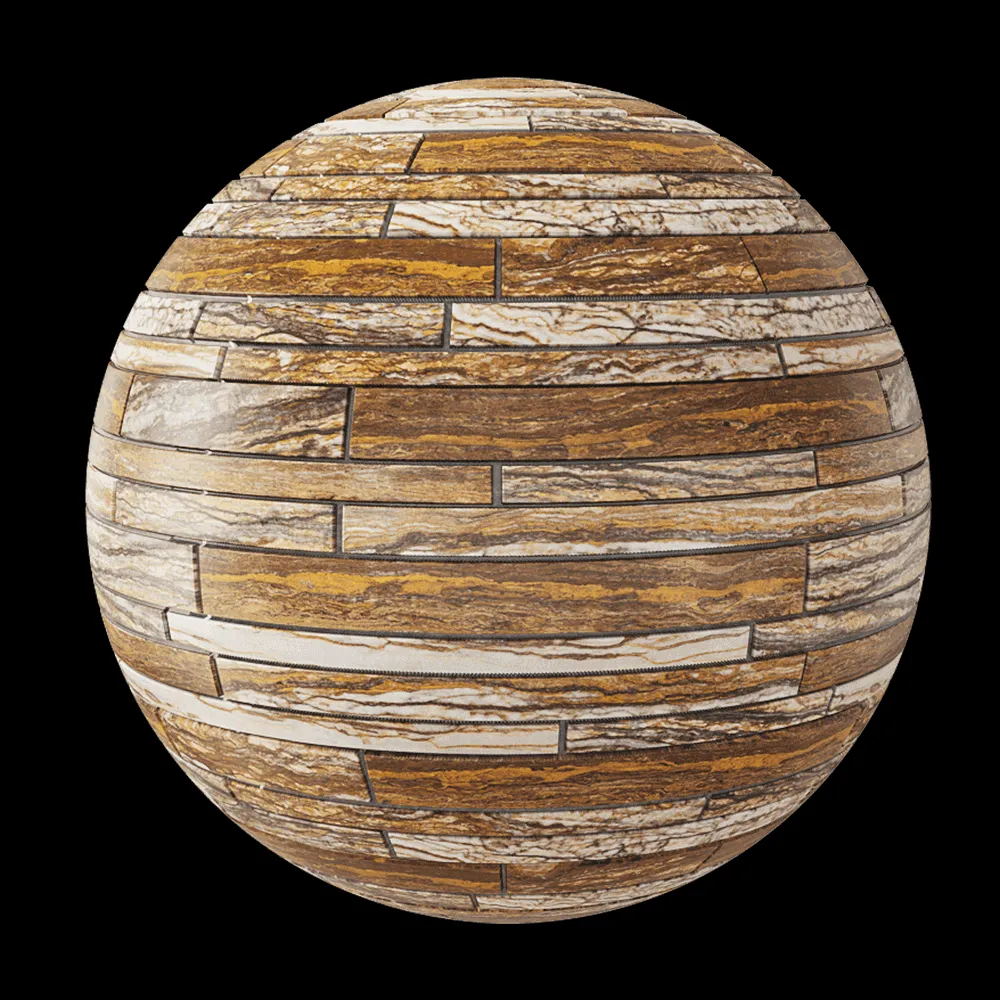Nur Mosaic – Travertine zebra polished mosaic tile 3ds Max