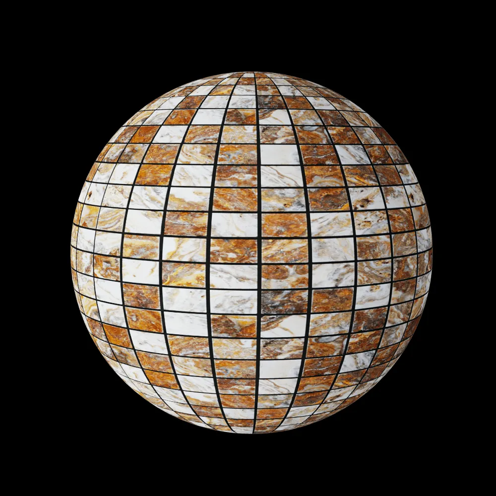 Nur Mosaic – Travertine zebra vein cut mosaic tile 3ds Max