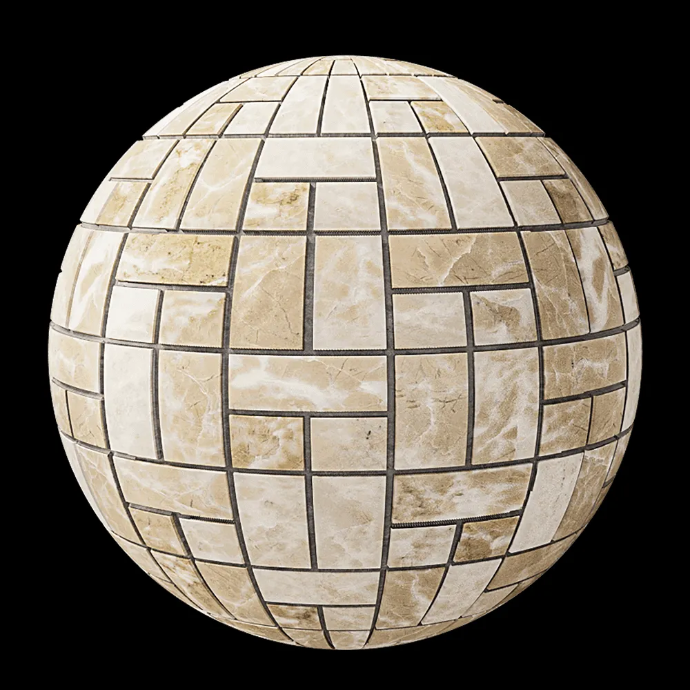 Nur Mosaic – Wall mosaic tile from natural marble beige 3ds Max