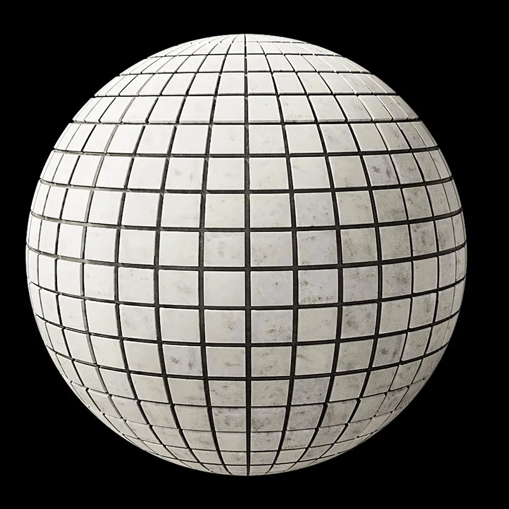 Nur Mosaic – White marble mosaic tiles pearl Island 3ds Max