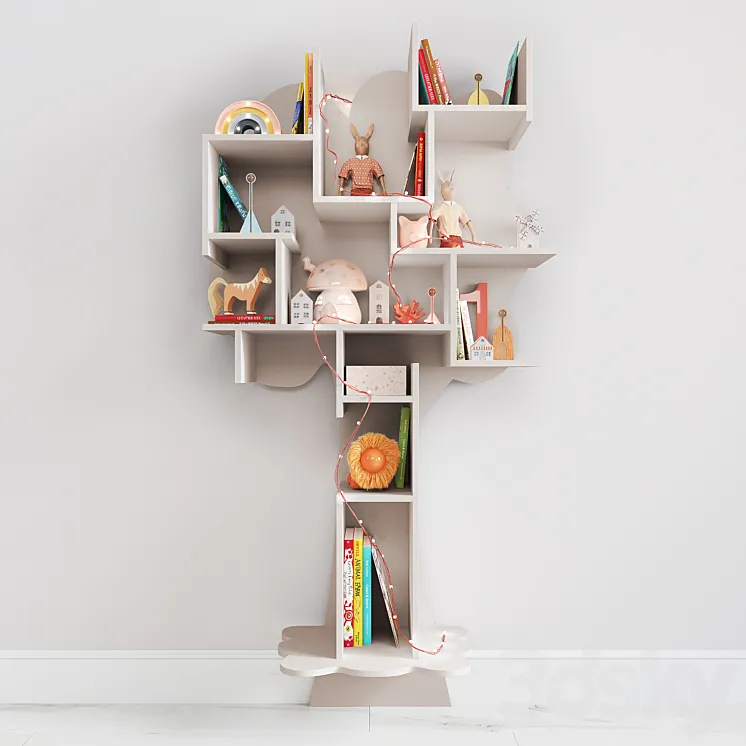 Nursery shelf in the form of a tree with filling 3DS Max