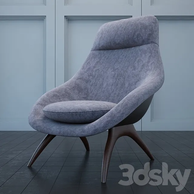 Nutwood and Plastic Frame Gemini Lounge Chairs for Lurashell 3DSMax File