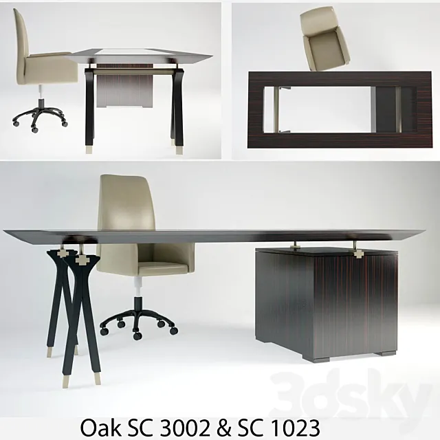 Oak Office Chair & Percorsi Table 3DS Max Model