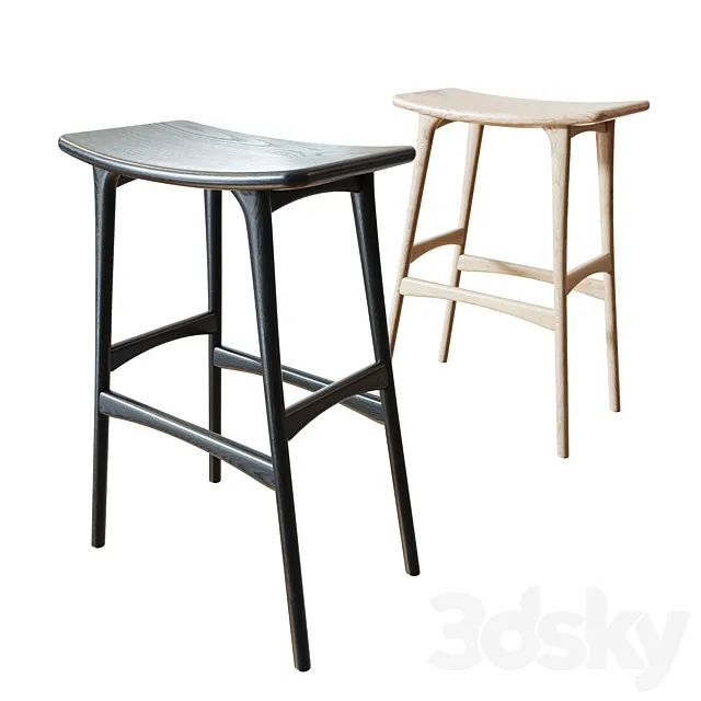 Oak Osso black bar stool (ETHNICRAFT) 3ds Max