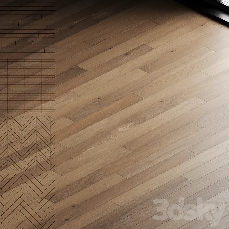 Oak parquet board 09 (wood floor set) 3DS Max Model