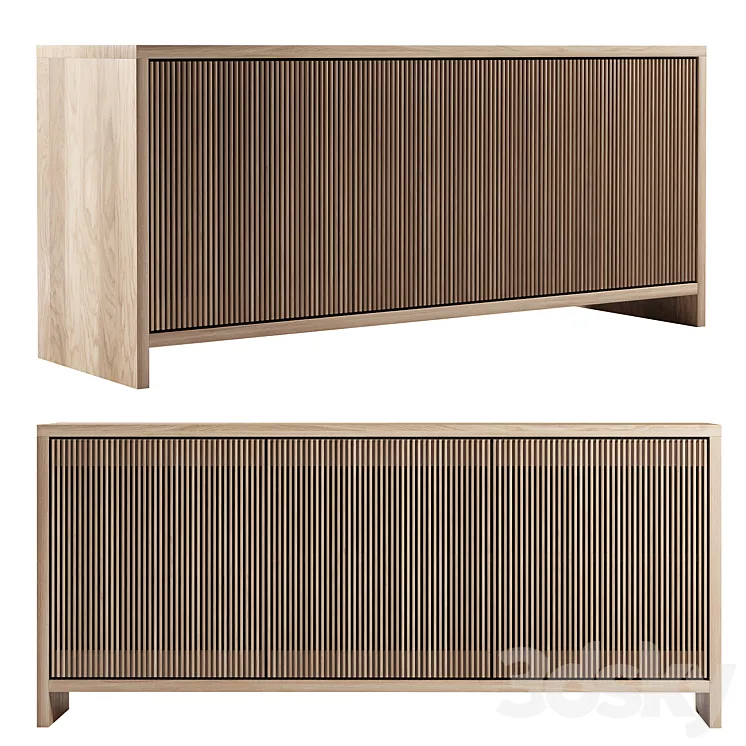 Oak Slatted Credenza by Material 3DS Max Model