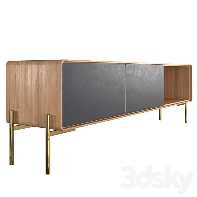 Oak TV cabinet with drawers 3DSMax File