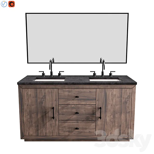 Oakleigh 60 Double Sink Vanity 3DS Max Model