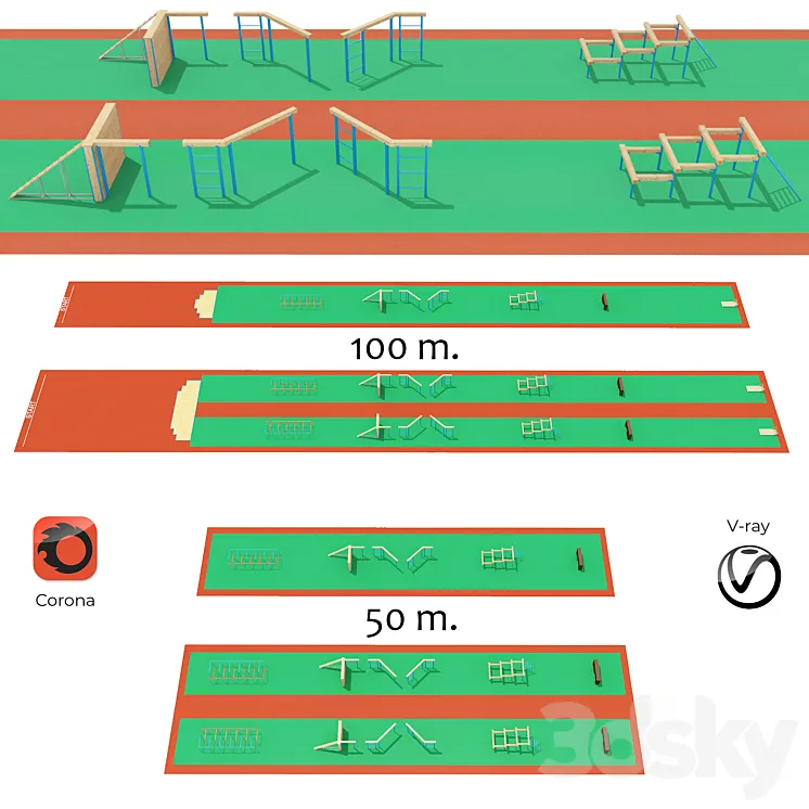 Obstacle course with rubber crumb coating 3DS Max Model