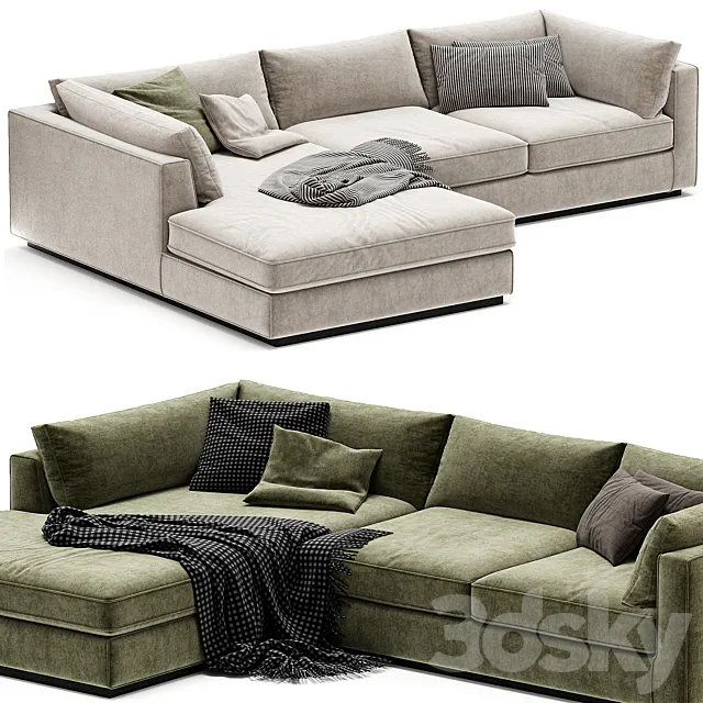 Oceanside Deep 2 Piece Left Arm Bumper Sectional Sofa 3ds Max