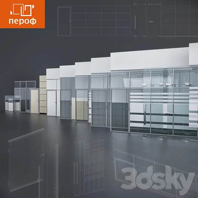 Office and trading partitions Perof 3DSMax File