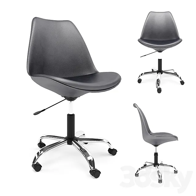 Office chair Black Armless Swivel Office Desk Chair with Cushion Seat 3ds Max