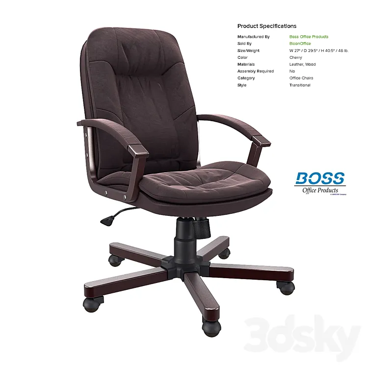 Office chair Boss Versailles Executive Chair With Cherry Wood Finish 3DS Max