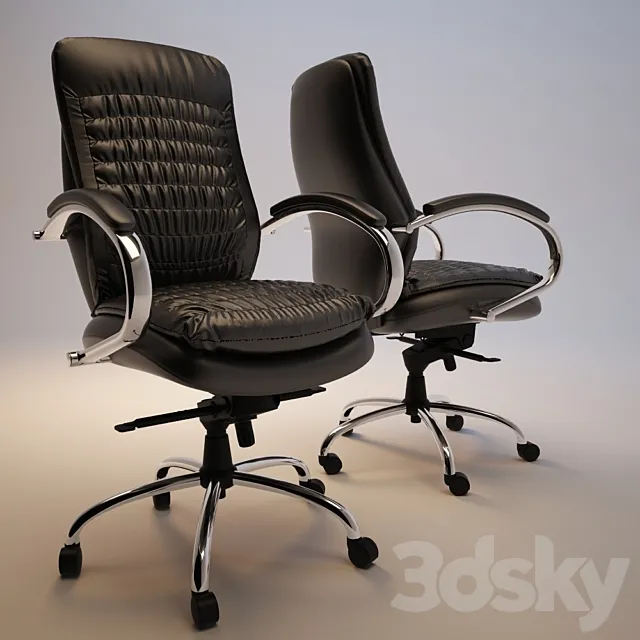 Office chair (leather chrome) 3DS Max Model