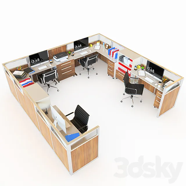 Office Cubicle With Seperator Walls – 2 3ds Max