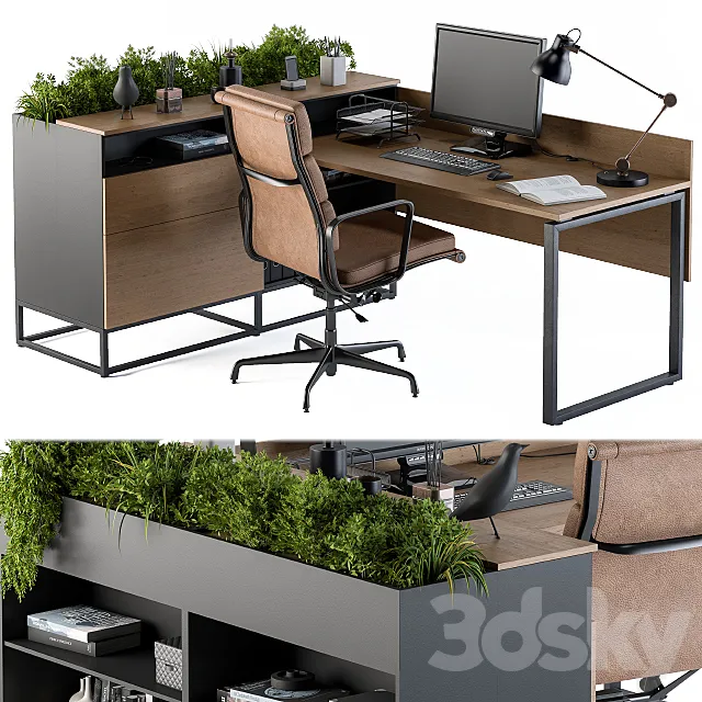 Office Desk L Set 3DS Max Model