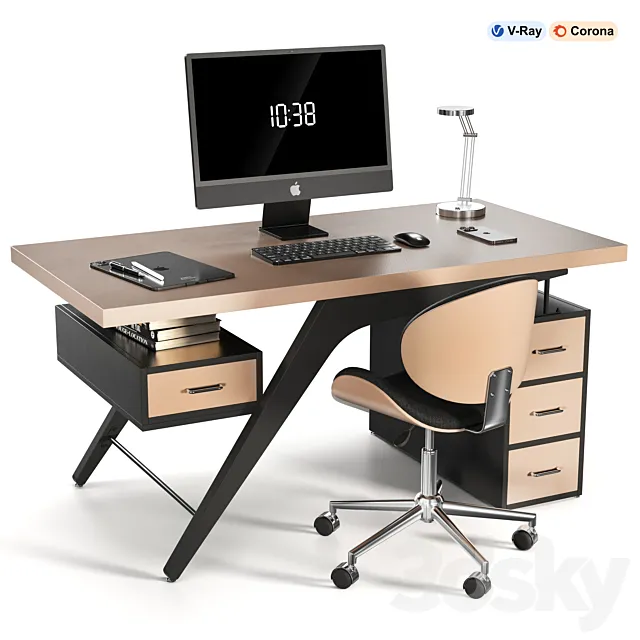 Office Desk Set 3dsMax Model