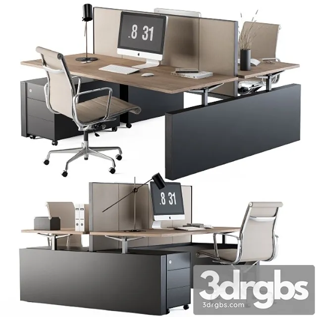 Office Desk Set Cream 1 3dsmax Download