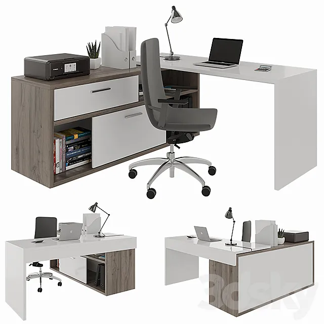 Office desk with decors 3DS Max Model