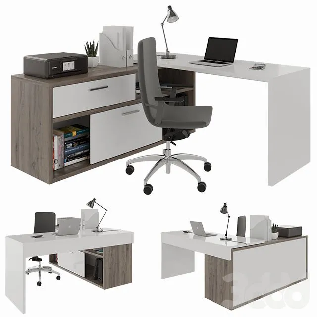 Office desk with decors 3dsMax Model