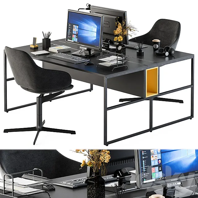 Office Furniture – employee Set 12 3DSMax File