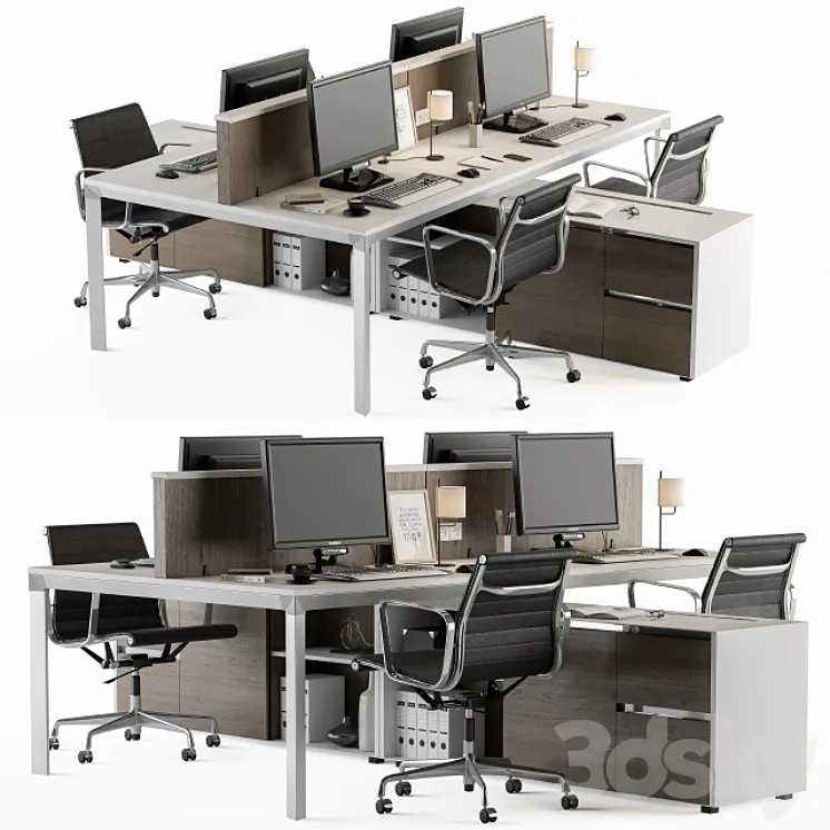 Office Furniture Employee Set 3DS Max