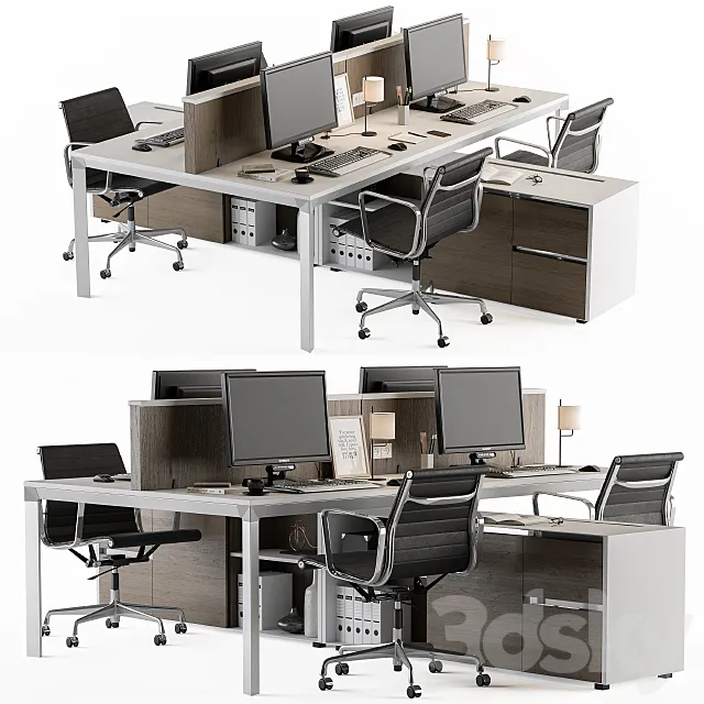 Office Furniture Employee Set 3DSMax File