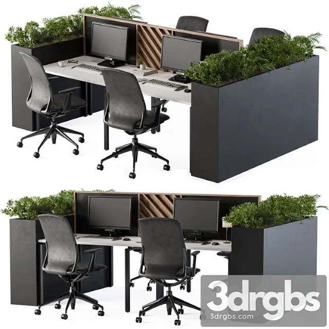 Office furniture flower box black 2 3dsmax Download