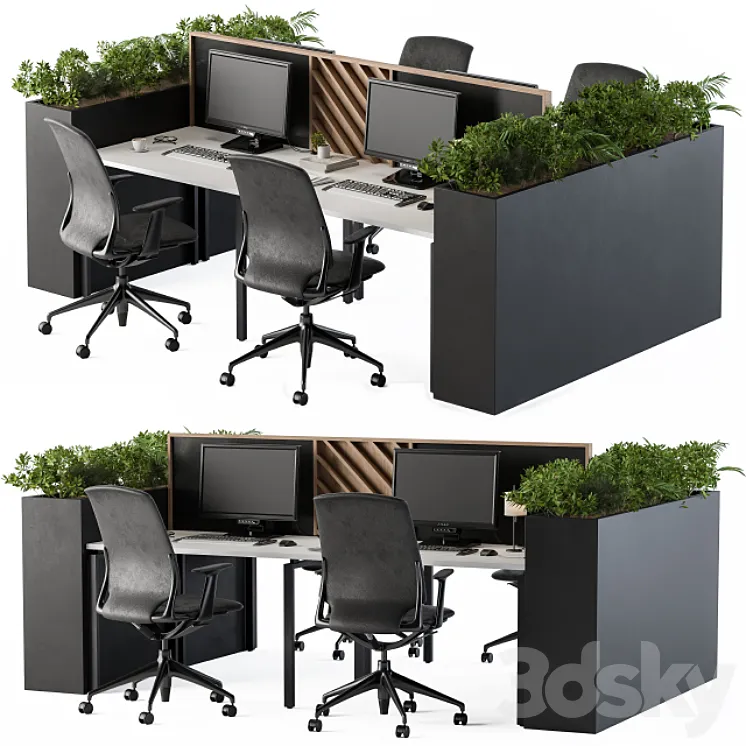 Office Furniture Flower Box Black 3DS Max