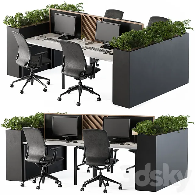 Office Furniture Flower Box Black 3DSMax File