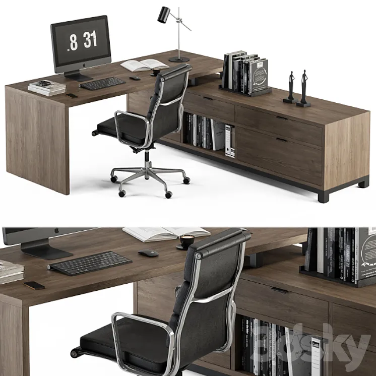 Office Furniture L Type Desk – Manager Set 30 3DS Max