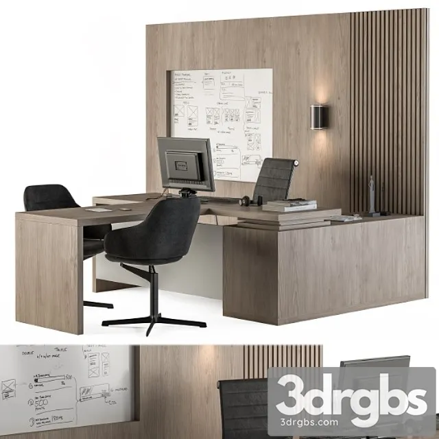 Office Furniture Manager Set Table With Whiteboard 38 3dsmax Download