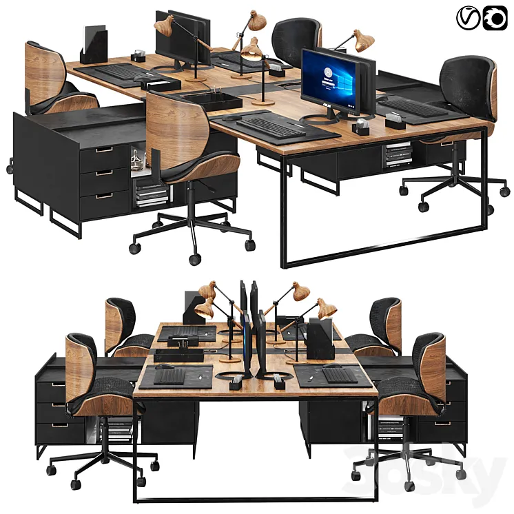 office furniture set 02 3DS Max