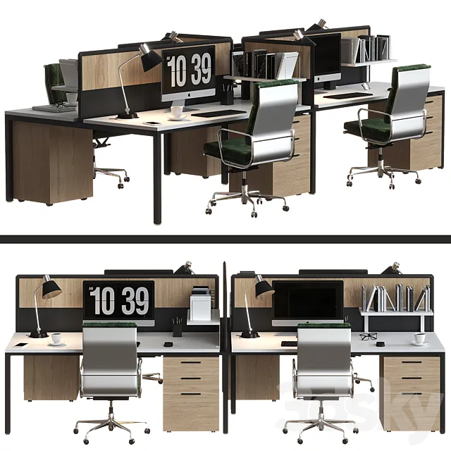 office furniture set modern 3DSMax File