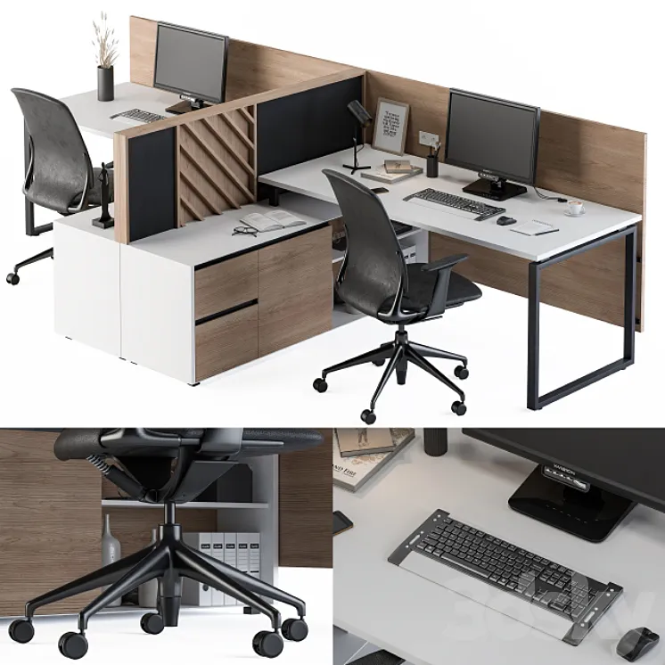 Office Furniture Work Table Set 3DS Max