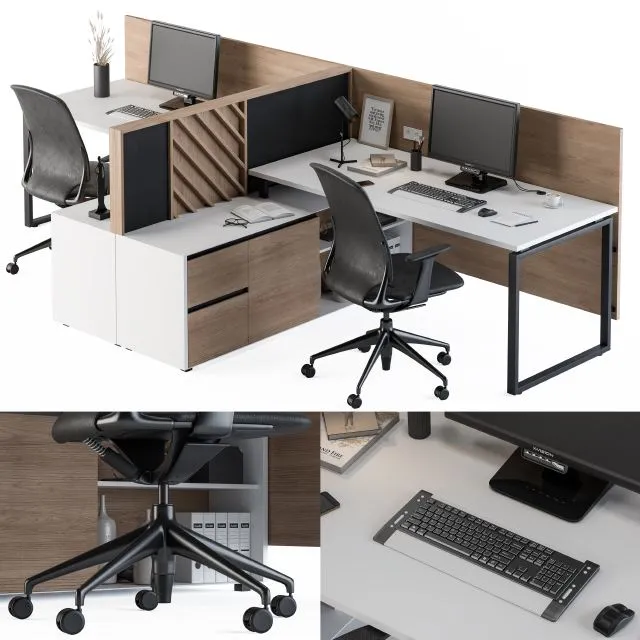 Office Furniture Work Table Set 3dsMax Model