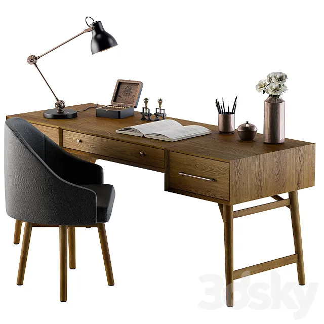 Office Neoclassic Desk for Home 3DS Max Model