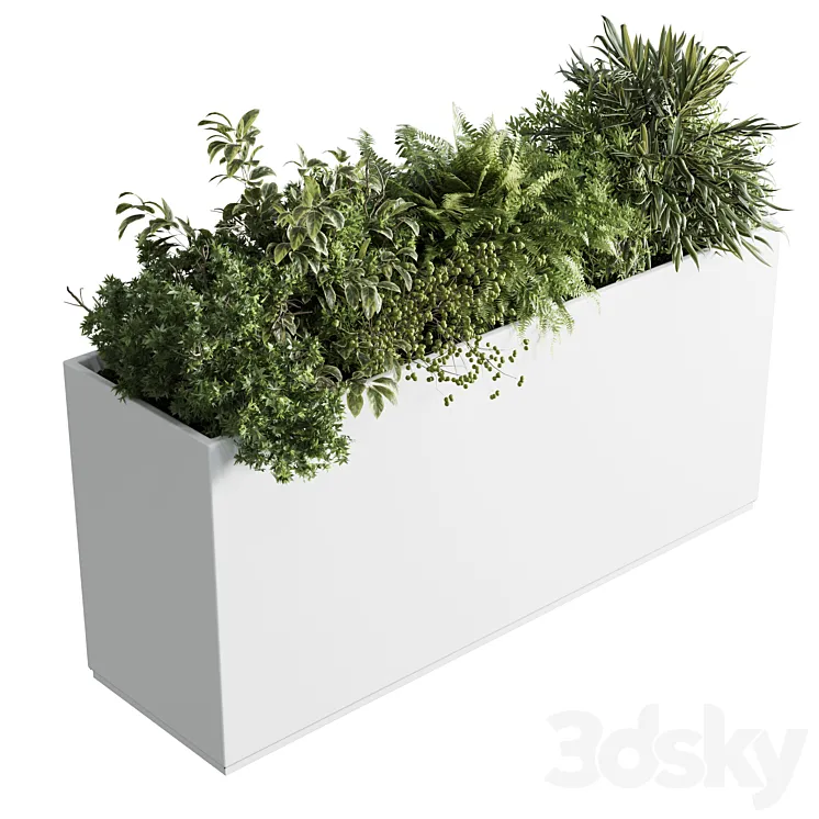 Office plant – plastic box plants on stand – set indoor plant 389 3DS Max Model