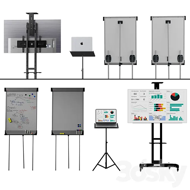 Office presentation set 1_ Macbook air 2022 _ OLED65CXRLA LG CX 65 4K Smart OLED_Marker board magnetic partition flipchart 3DS Max Model