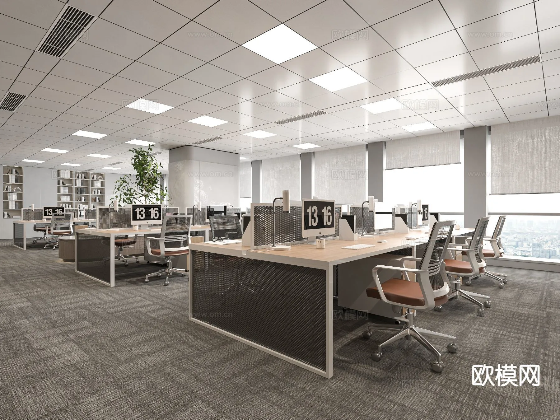 Office Space 3D Scenes – Office Room 3D Blocks – 007 – VRAY Render