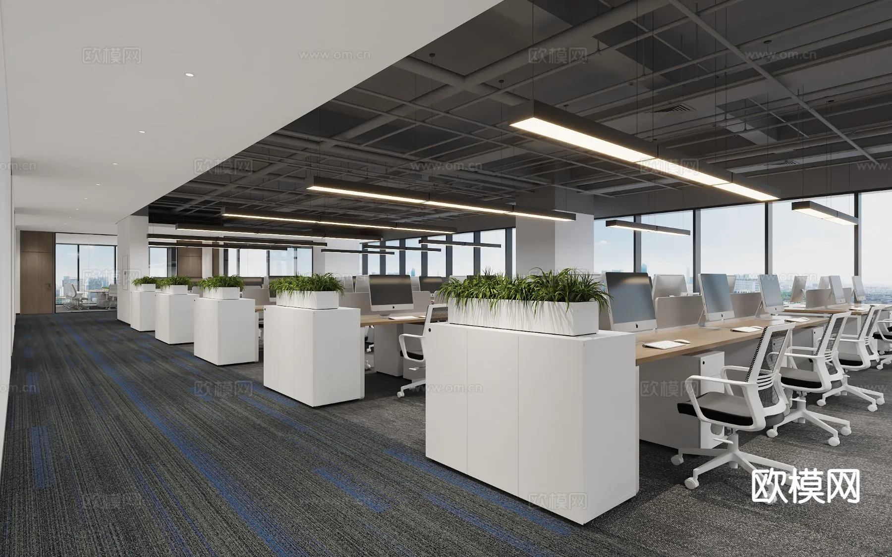 Office Space 3D Scenes – Office Room 3D Blocks – 009 – VRAY Render