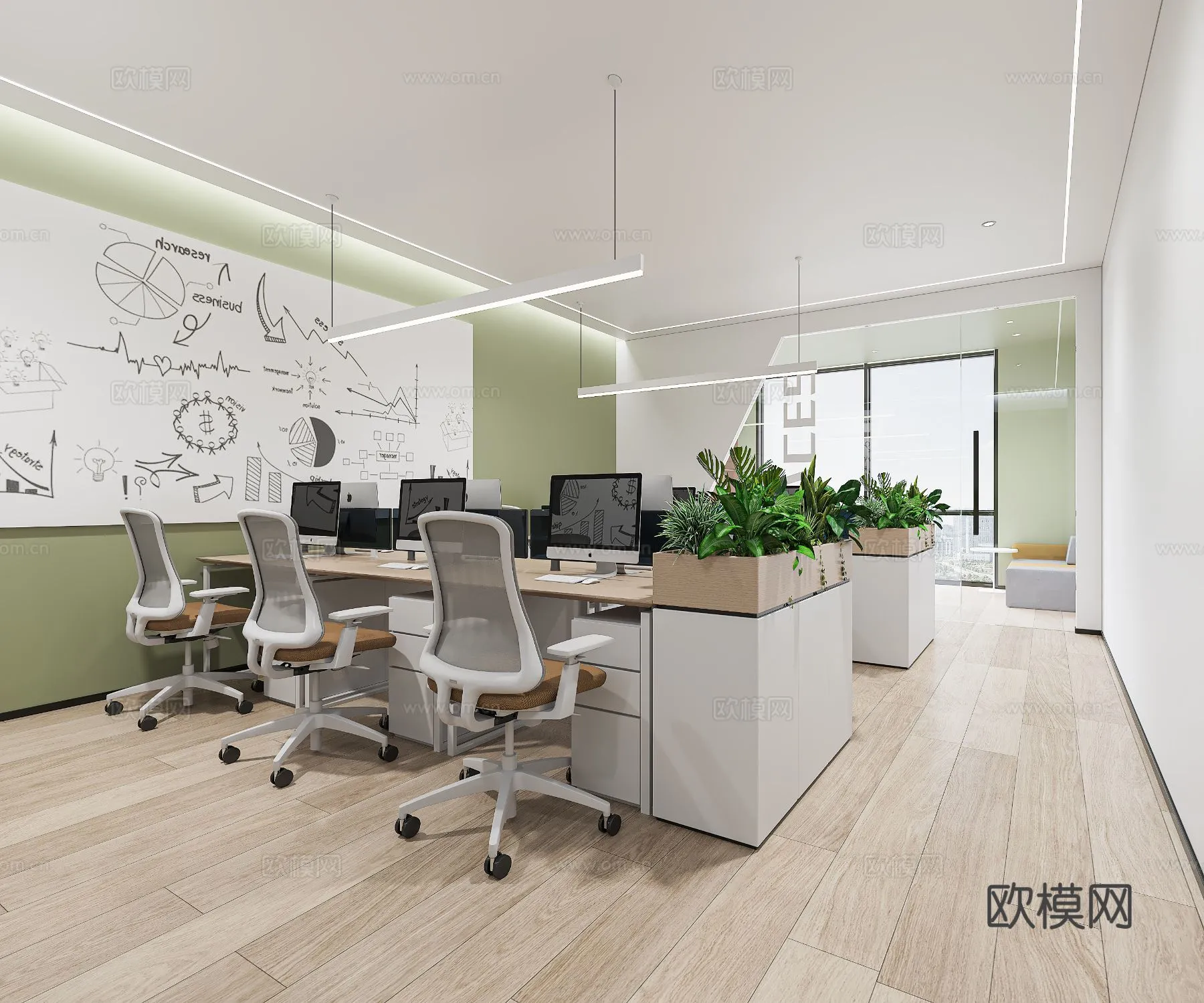 Office Space 3D Scenes – Office Room 3D Blocks – 021 – CORONA Render