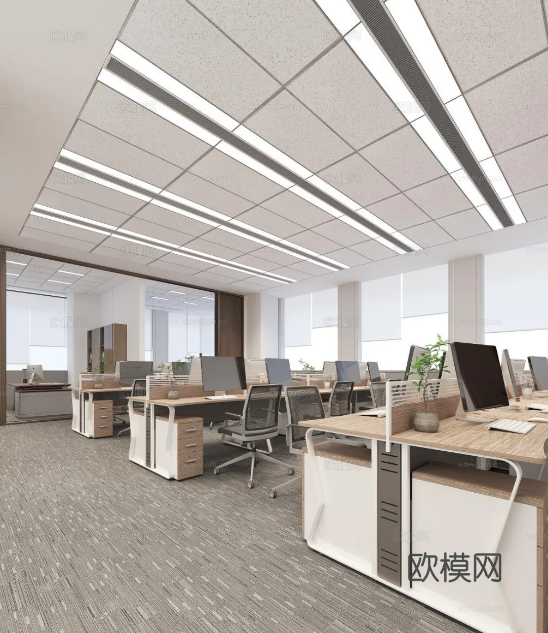 Office Space 3D Scenes – Office Room 3D Blocks – 023 – VRAY Render