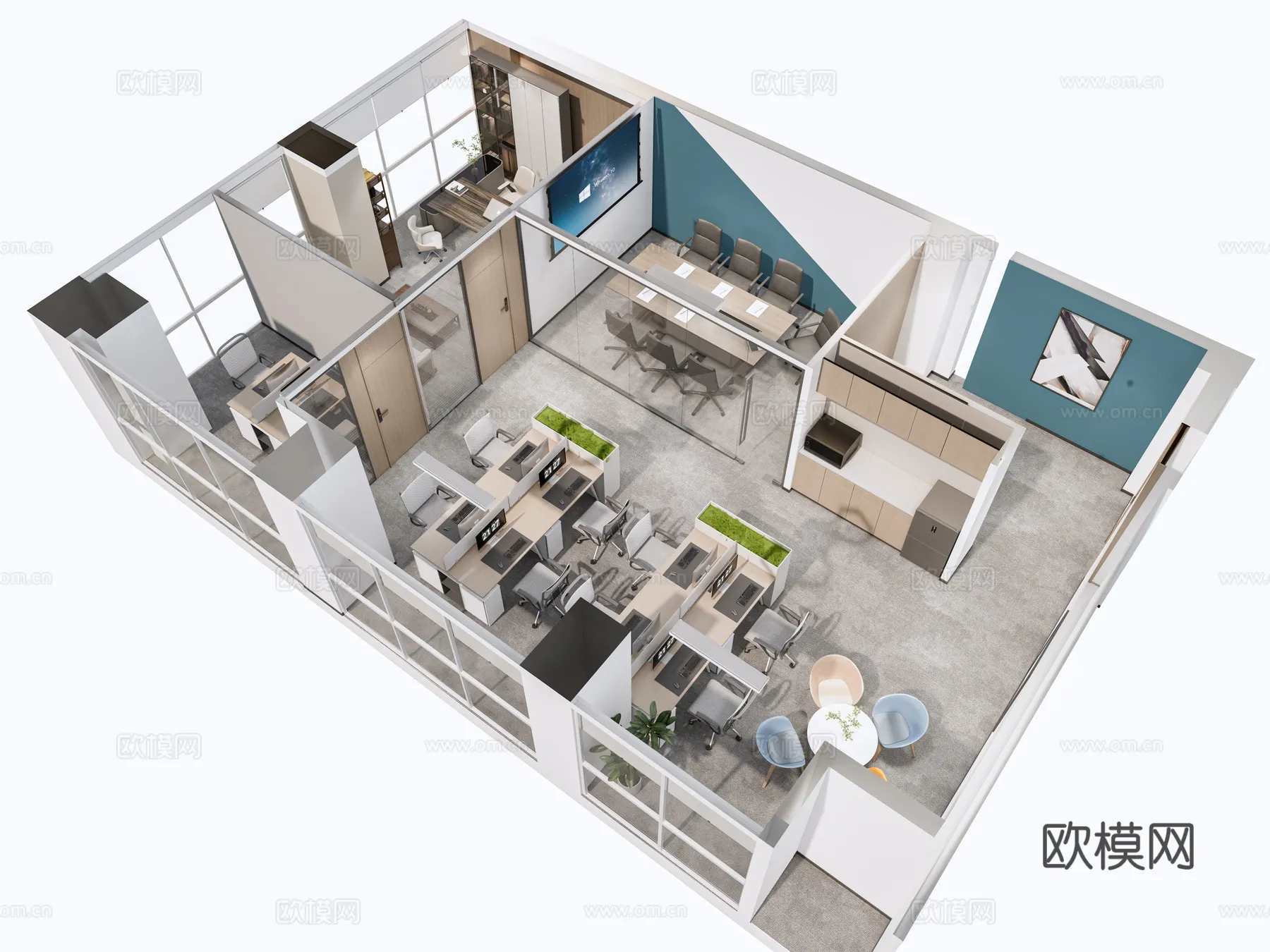 Office Space 3D Scenes – Office Room 3D Blocks – 049 – VRAY Render