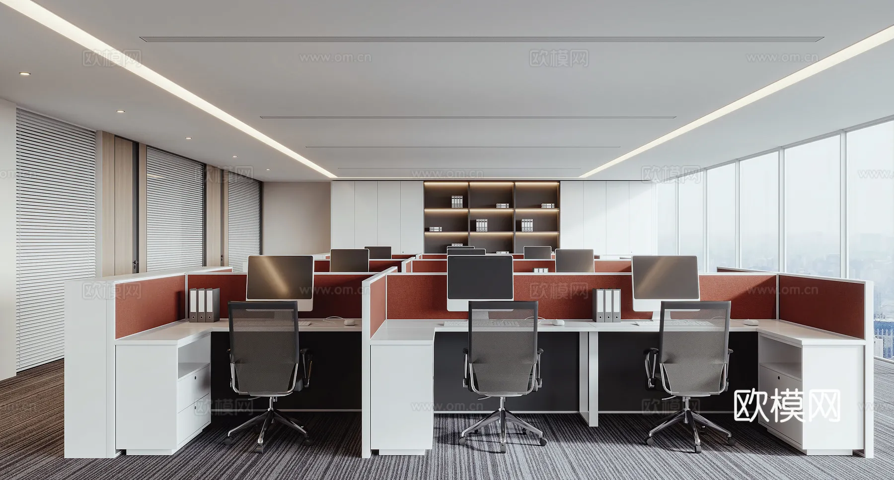 Office Space 3D Scenes – Office Room 3D Blocks – 056 – VRAY Render