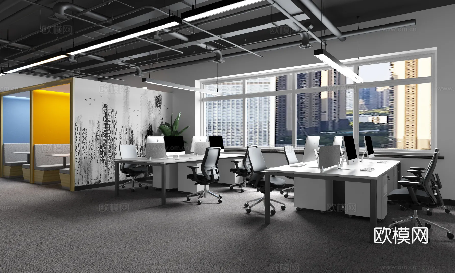 Office Space 3D Scenes – Office Room 3D Blocks – 063 – VRAY Render