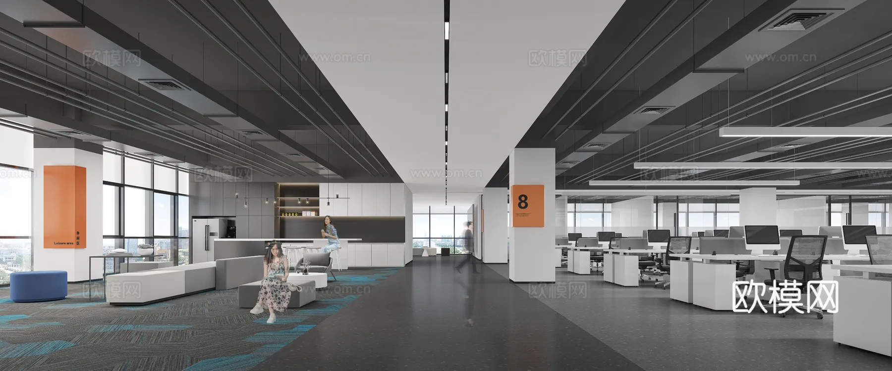 Office Space 3D Scenes – Office Room 3D Blocks – 066 – VRAY Render