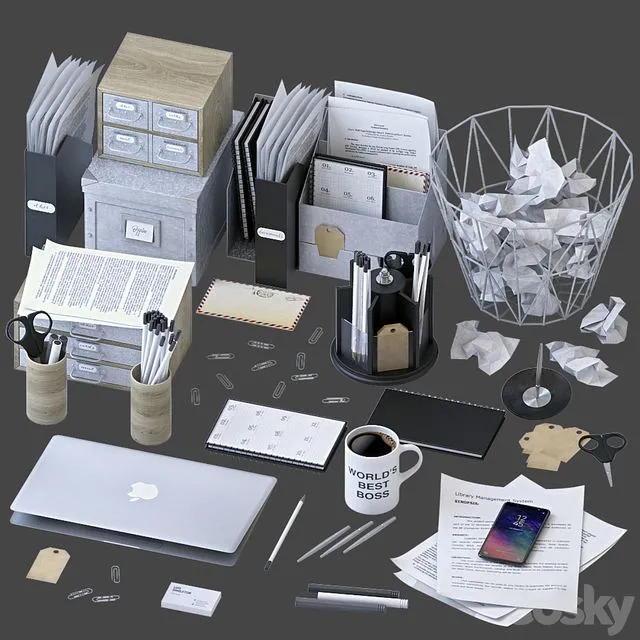 Office Supplies Set 3dsMax Model
